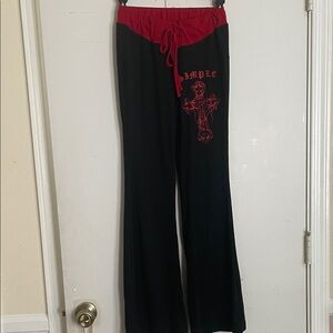 Red and Black Graphic Pants